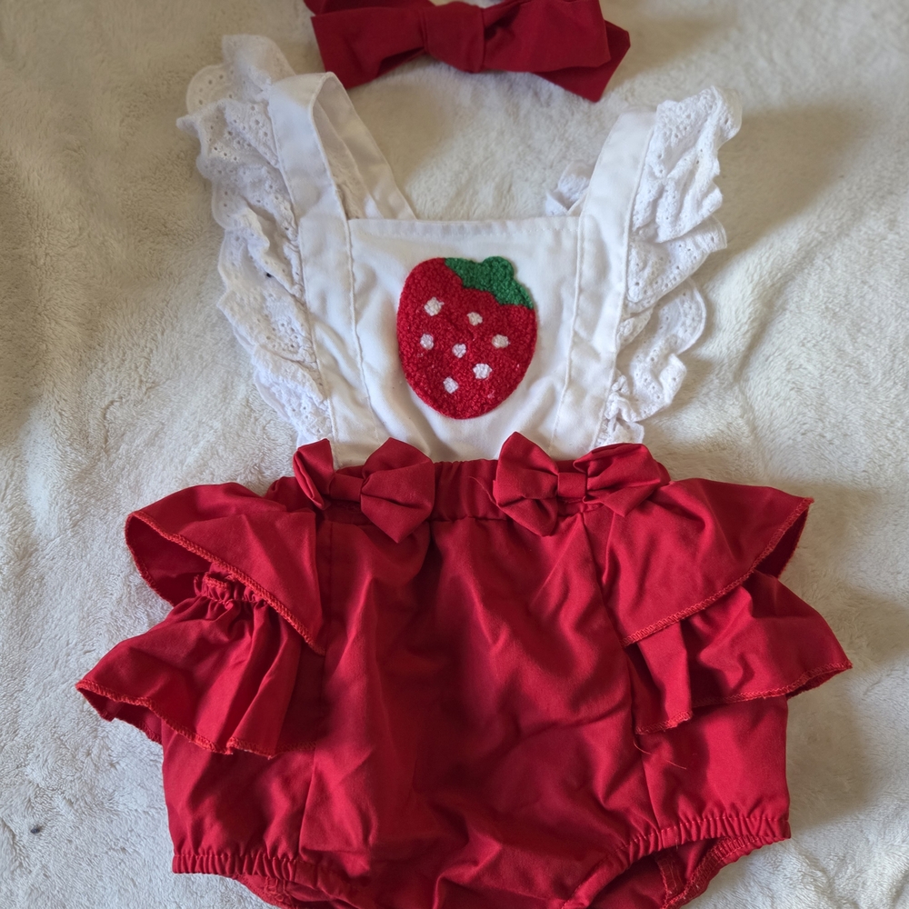 SHEIN Red and White Strawberry One Piece
